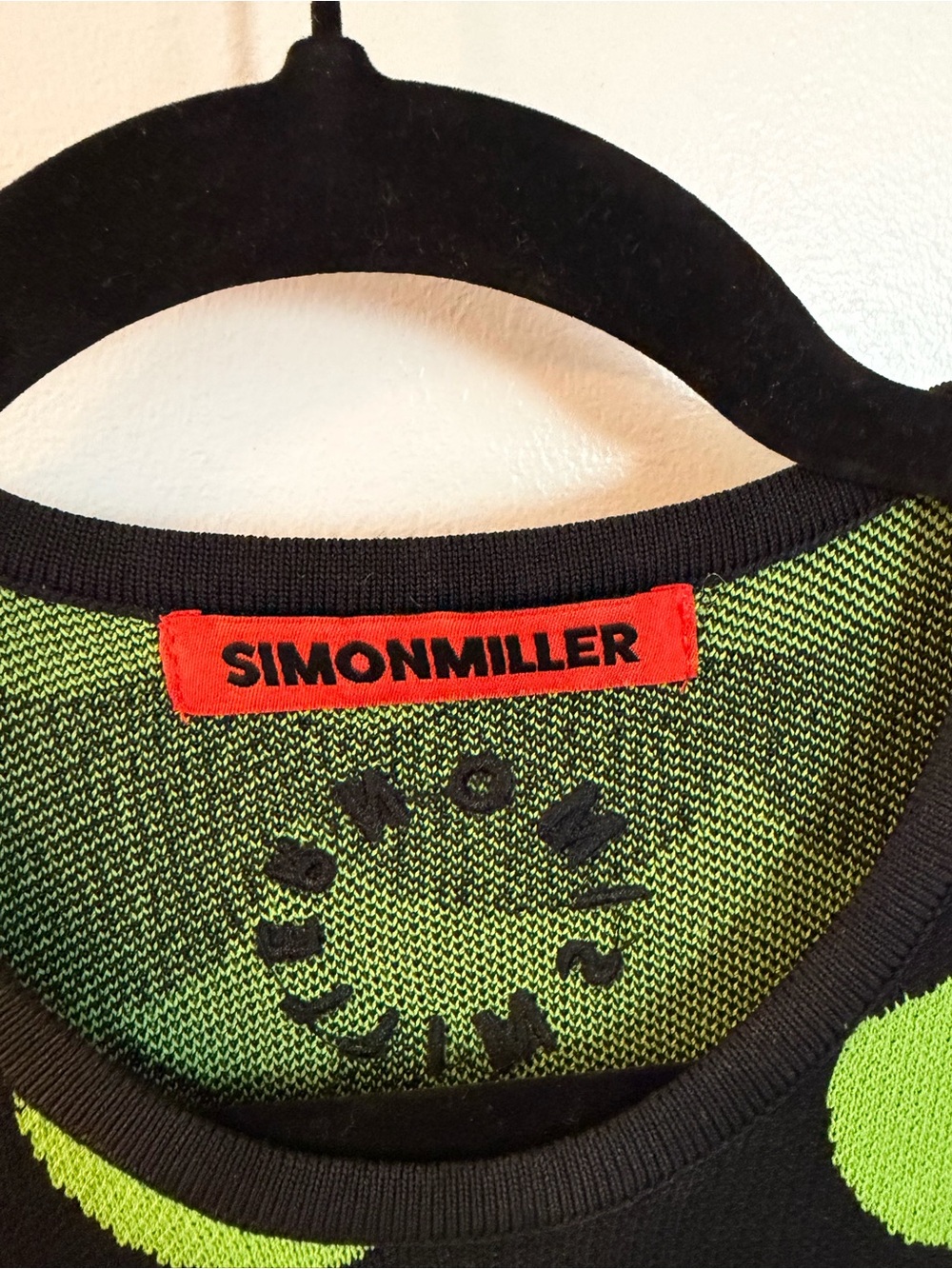 Simon Miller Lime Green & Black Scallop Knit Long-Sleeve Dress - Picture 5 of 5